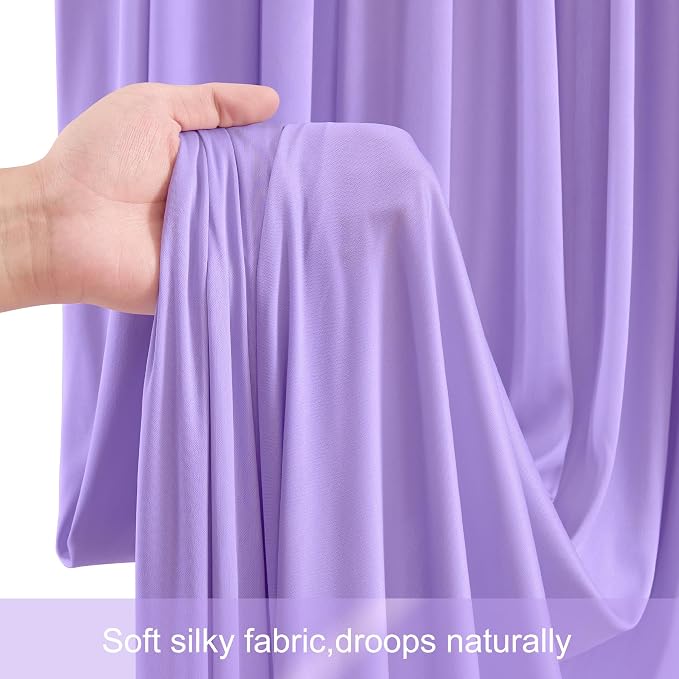 4 Panels Lavender Backdrop Curtains for Wedding Party Wrinkle Free Backdrops Curtain Drape Fabric Decorations Light Purple Photo Back Drop for Baby Shower Photography Stage Reception 20ft(W) x 12ft(H)