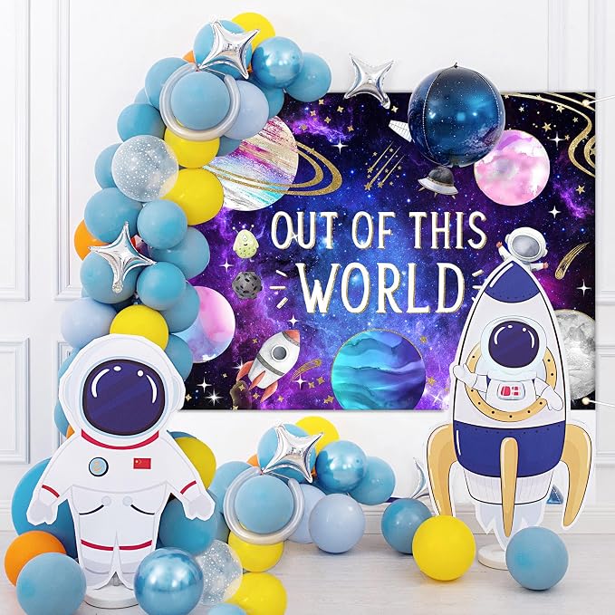 Avezano Space Galaxy Backdrop Out Space Galaxy Planets Astronaut Baby Shower Background for Photography Cosmic Starry Universe Theme Newborn Banner (7x5ft)
