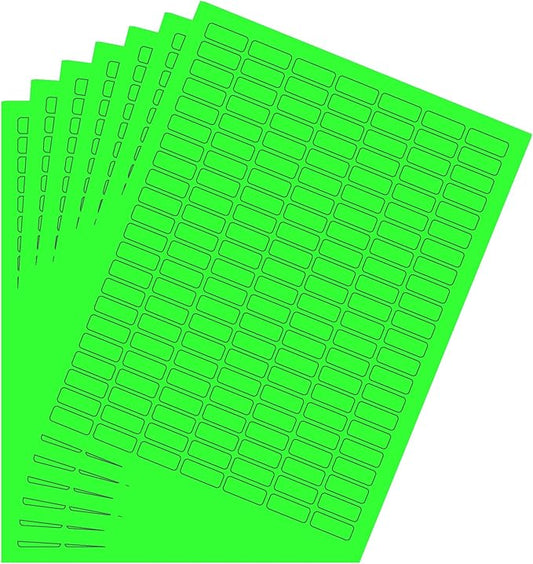 Neon Green Sticker Label Sheets Bulk Printable Paper Labels 1 inch x 0.375 inch - 1540 Pack, 10 Sticker Sheets for Laser/Inkjet Printers with Template Included by Royal Green