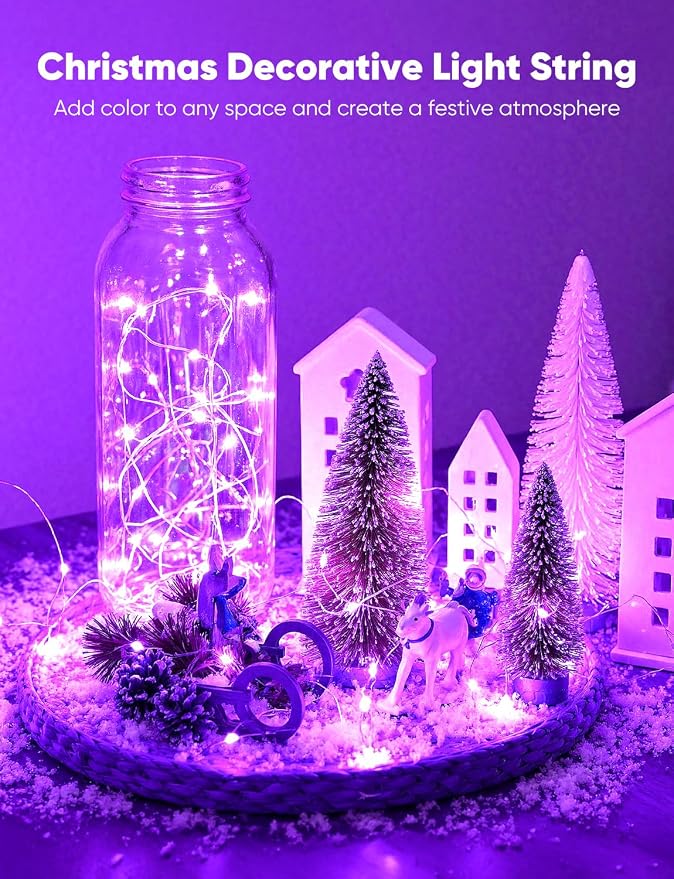 Brightown 12 Pack Multi Color Led Fairy Lights Battery Operated String Lights Waterproof Silver Wire 7 Feet 20 Led Firefly Starry Moon Lights for DIY Wedding Party Bedroom Patio Christmas