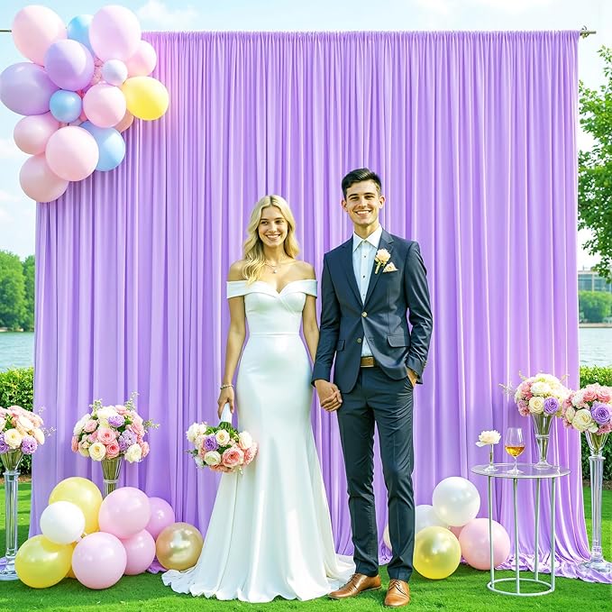 6 Panels Lavender Backdrop Curtain for Parties Wedding Wrinkle Free Light Purple Photo Curtains Backdrop Drapes Fabric Decoration for Baby Shower Photoshoot 30ft(W) x 10ft(H)