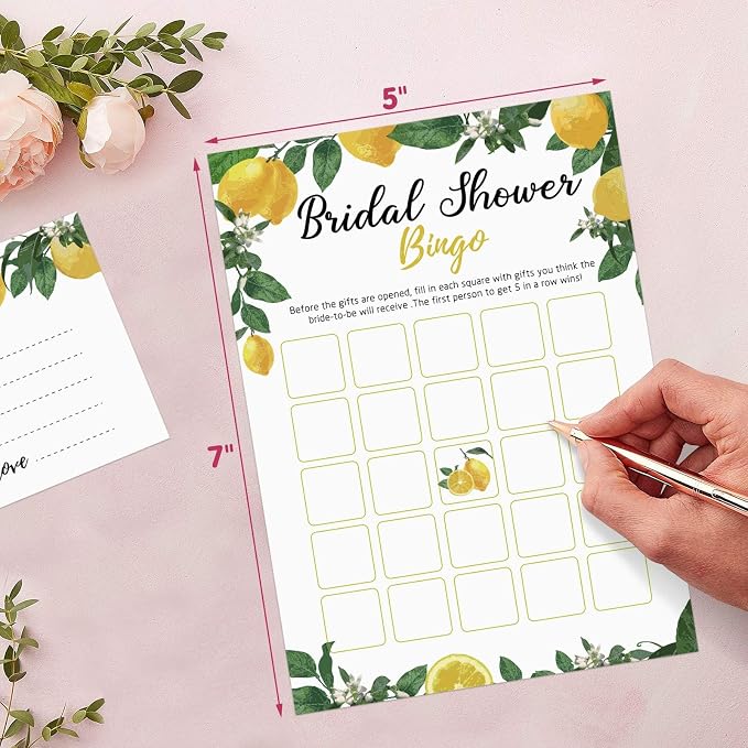 Lemon Bridal Shower Game with Bride to Be Sash-Set of 6 Activities Lemonade Bridal Shower Bachelorette Before Wedding for 50 Guests- 300 Cards 50 Per Game