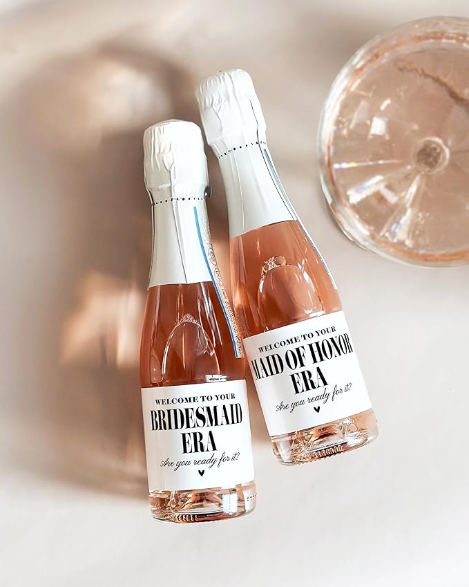 Bridesmaid Era Mini Champagne Labels, Set of 10, Bridesmaid Proposal Labels, Will You be My Maid of Honor or Bridesmaid Gift, Bridesmaid Box Idea