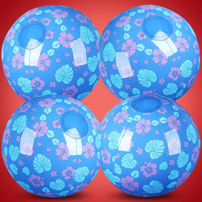 Leyndo 4 Pack Hawaiian Themed Beach Ball for Kids 11.81" Bulk for Summer Pool and Beach Game Gifts and Birthday Party Supplies and End of The Year Class Party Decoration Favors
