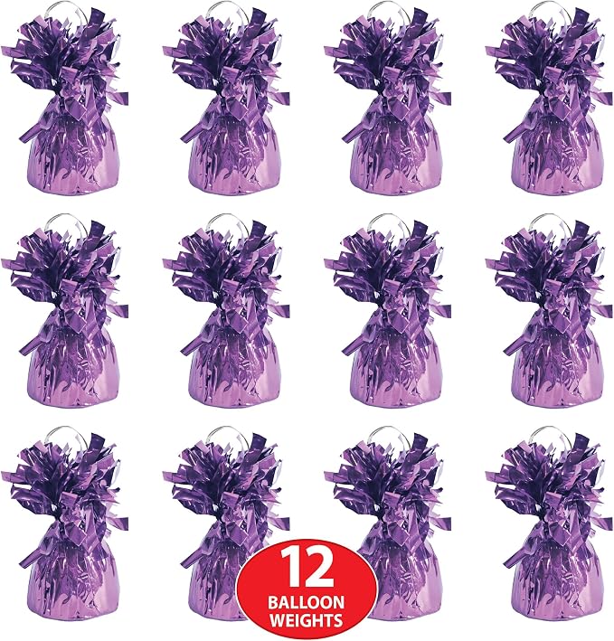 Beistle Metallic Wrapped Balloon Weight – 12 Pack, Pink Balloon Centerpiece Bouquet Holders, Party Decoration Accessories for Birthdays, Weddings, Graduations, and Retirement Celebrations, 6 Oz
