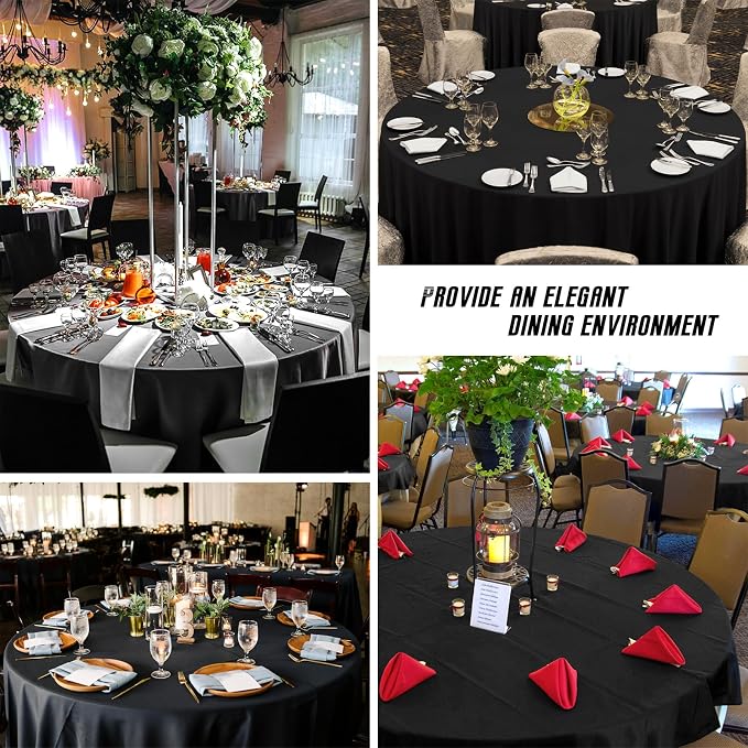 12 Pack Round Tablecloth 120 inch Black Table cloths for Round Tables,Stain and Wrinkle Resistant Washable Polyester Tablecloths Black Table Cloth 120 Inch Round Table Cloth for Wedding Party Birthday