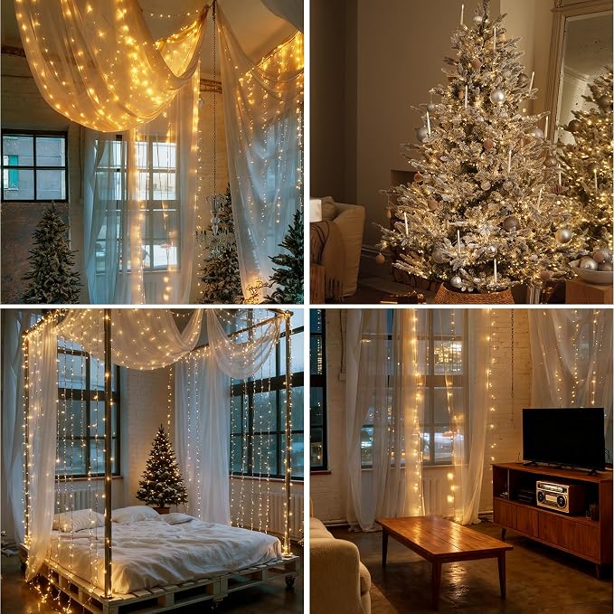 Dailyart Plug in 500 Led Fairy Lights with Remote 42Ft Fairy Lights with Timer Waterproof for Bedroom Wreath Party Window Wedding Decoration Warm White Black Wire