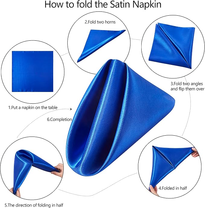 24 Pack Square Satin Dinner Napkins, 17x17 Inches Silky Soft Smooth Table Cloth Napkins for Restaurant Weddings Banquet Party Decoration, Royal Blue