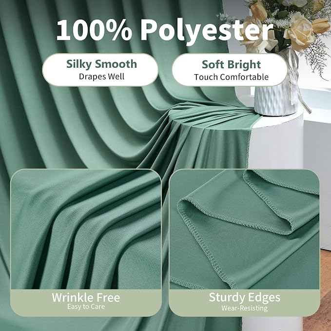 30ft×10ft Wrinkle Free Sage Green Backdrop Curtain for Parties | 6 Panels 5ft×10ft Soft Silky Polyester Green Photo Backdrop Drapes for Wedding Forest Party Baby Shower Decor Back Drop Cloth