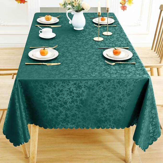 Smiry Rectangle Table Cloth, Waterproof Heavy Duty Vinyl Tablecloths, Wipeable Washable Table Cover for Kitchen and Dining Room (Green, 60" X 120")