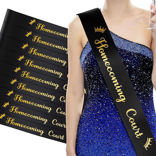 Taiyin Homecoming Court Sashes Satin Sash with Gold Print Sashes for Pageants Homecoming Party Dance Graduation Party Wedding Birthday Decorations Accessories