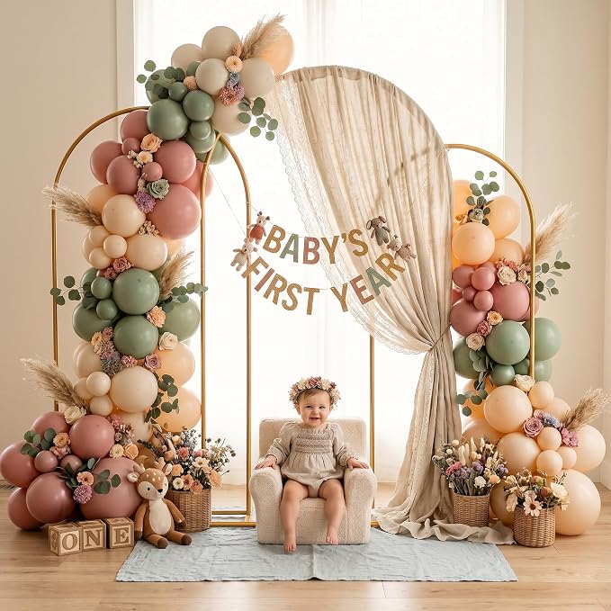 Metal Arch Backdrop Stand 3 Set (6FT+5FT+4FT), Gold Wedding Arch Frame, Balloon Arch Stand for Baby Shower, Wedding, Birthday, Ceremony, Party Decor