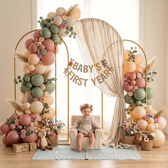 Metal Arch Backdrop Stand 3 Set (7.2FT+6.6FT+6FT), Gold Wedding Arch Frame, Balloon Arch Stand for Baby Shower, Wedding, Birthday, Ceremony, Party Decor