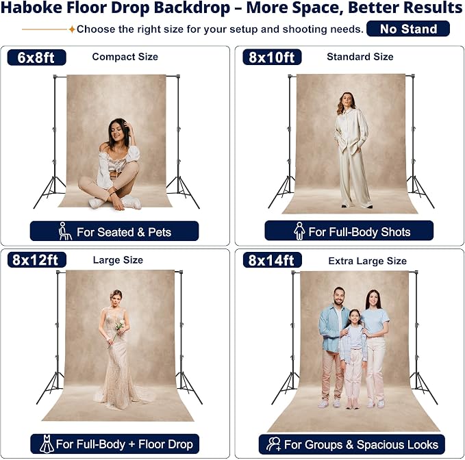 Abstract Professional Photography Backdrop for Portrait Photo Props Booth Background Photoshoot Studio with Polyester Fabric Roller Pocket on Top (8x10ft, Beige,No Stand)