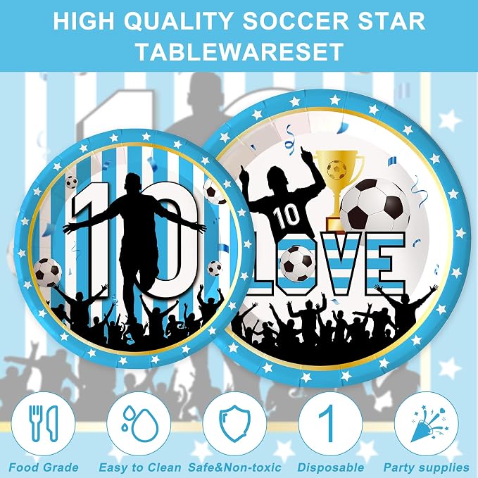 120 Pcs Soccer Birthday Party Supplies Serves 20 Guests Boys Party Supplies Fottball Party Decorations Decorations Plates Napkins and knife and fork