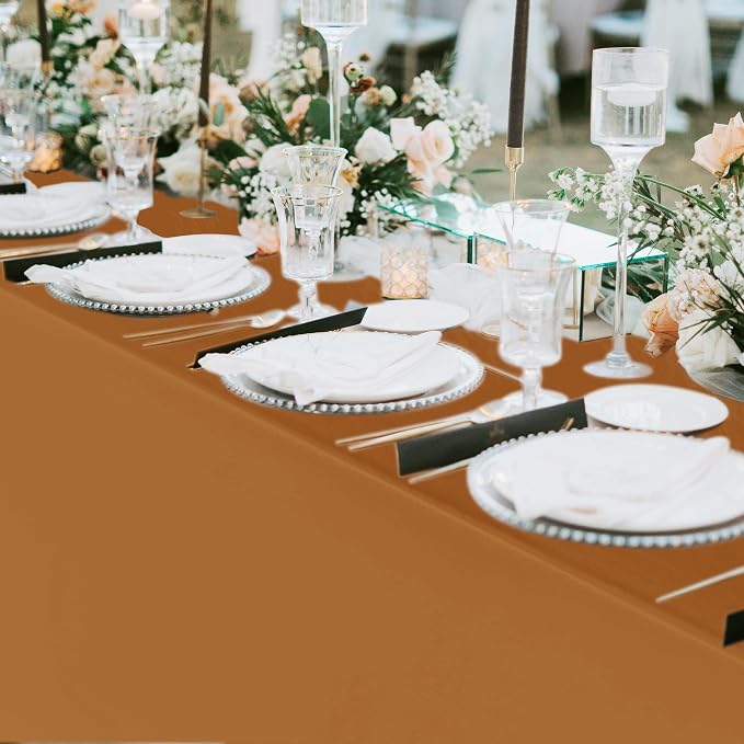 Fitable 6 Pack Bronze Rectangle Table Clothes - 90 x 156 Inch - Wrinkle and Stain Resistant Fabric Tablecloths, Washable Polyester Table Covers for Wedding, Party, Banquet, Formal Events