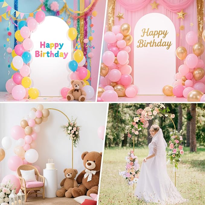 6.6FT Wedding Arch Backdrop Stand and Cover Set, Metal Balloon Arch Stand and Cover for Birthday Party Wedding Ceremony Bridal Baby Shower Graduation Decoration