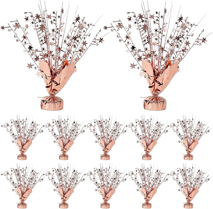 12 Pack Rose Gold Metallic Foil Spray Centerpiece Star Table Decoration Burst Table Centerpieces for Birthday New Year Wedding Anniversary Graduation Party Supply (Rose Gold)