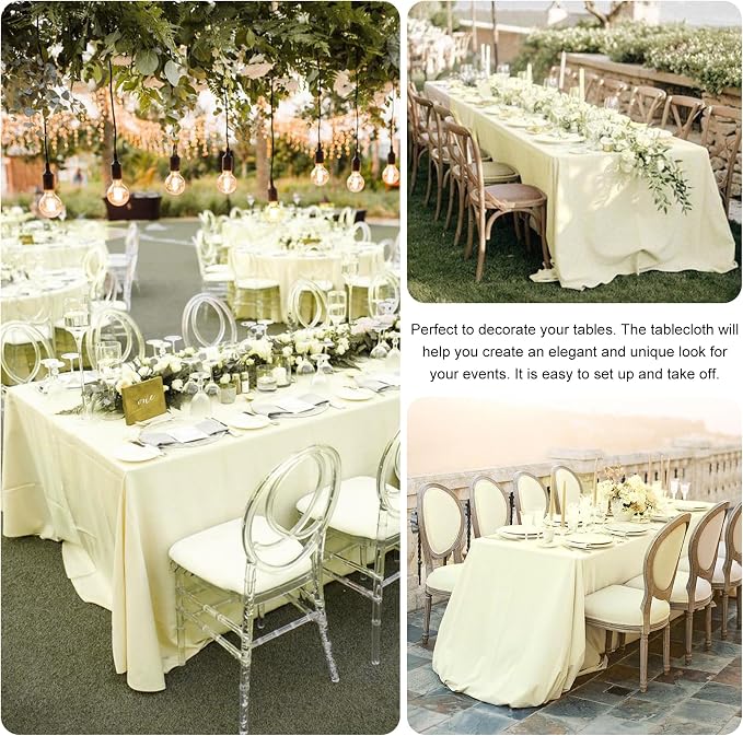 4 Pack Rectangle Tablecloth for 6 Foot Tables Washable Polyester Table Cover for Wedding Dining Table Parties Banquet（60x102 Beige）