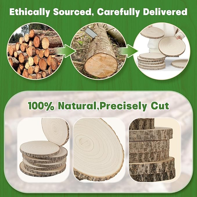 8 Pack Large Wood Slices 10-11 Inch Natural Wood Rounds Wood Centerpieces for Tables Round Wooden Discs for Wedding, Baby Shower, DIY Crafts, Wood Chargers, Home Decor