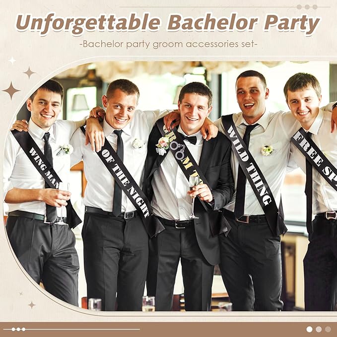 Daifunli 18 Pack Funny Bachelor Party Sashes Groomsmen Team Groom Sash Groom to Be Decorations for Bachelor Bachelorette Party Favors Accessories Gifts