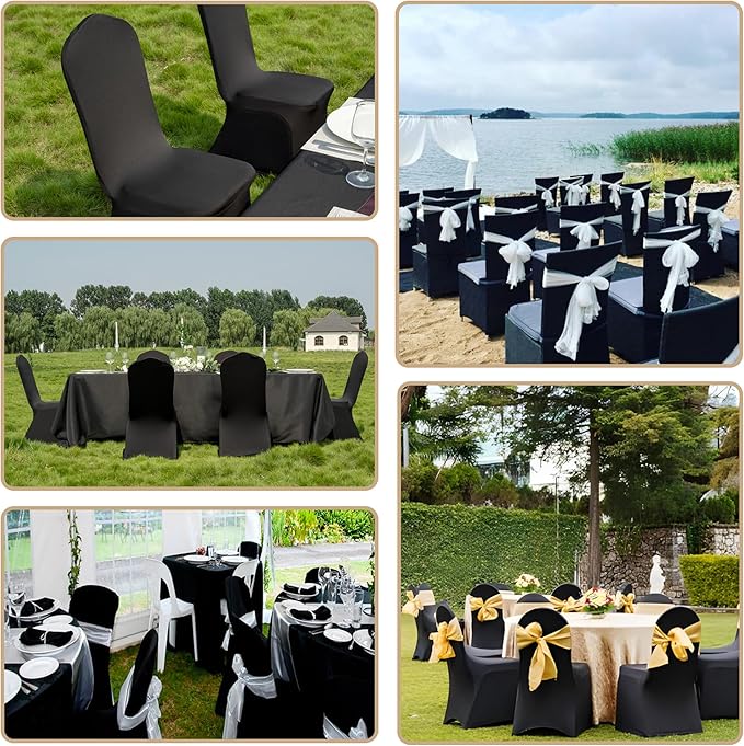 100 PCS Black Chair Covers, Stretch Spandex Chair Covers Universal Washable Fitted Chair Cover Protector for Wedding,Party, Banquet, Holidays, Celebration, Decoration（Black）