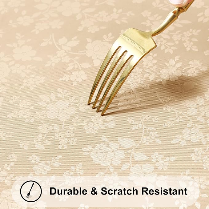 Smiry Rectangle Table Cloth, Waterproof Heavy Duty Vinyl Tablecloths, Wipeable Washable Table Cover for Kitchen and Dining Room (Champagne, 60" X 102")