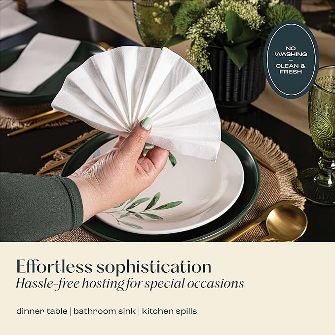 Disposable Linen-Feel Guest Towels [MEDIUM SIZE - Pack of 1500] - Cloth-Like Hand Bathroom Napkins - Soft and Absorbent Paper Napkin for Kitchen, Bathroom, Party, Wedding, Or Event