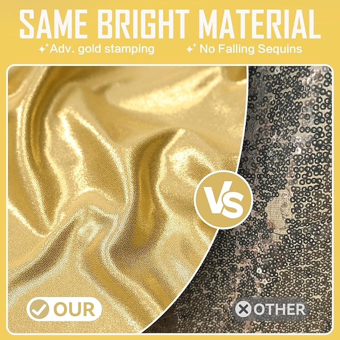 gogoparti 10x20FT Gold Shimmer Backdrop Curtains for Weddings Parties - 2 Panels of Extra Long 5x20FT Drapes, Includes Dual Pole Pockets, Wrinkle-Free Fabric for Party, Photo Booth & Tent Decoration