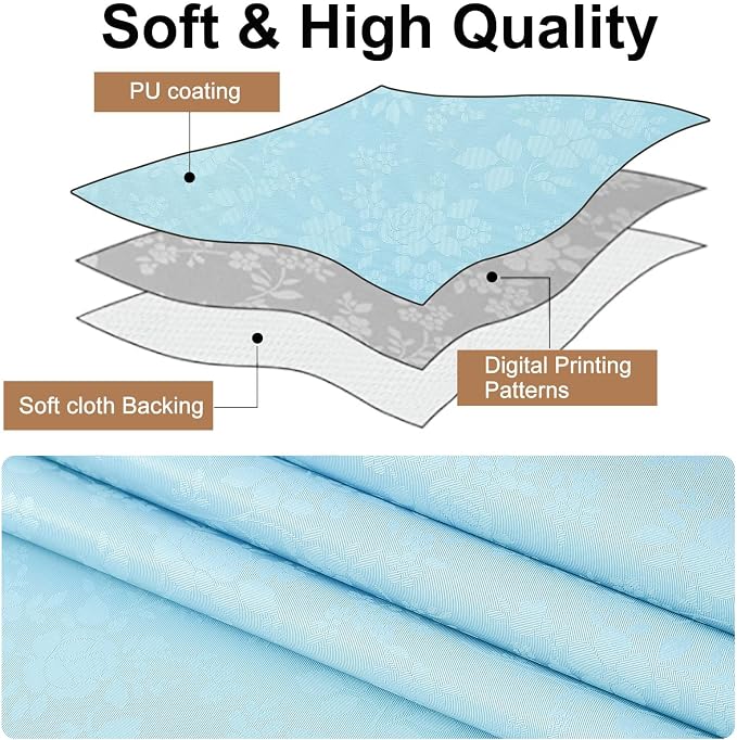 Smiry Rectangle Table Cloth, Waterproof Heavy Duty Vinyl Tablecloths, Wipeable Washable Table Cover for Kitchen and Dining Room (Light Blue, 60" X 102")
