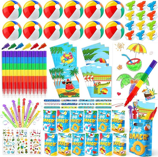 INNOCHEER Pool Party Favors Beach Party Favors for Kids 3-4-5-8-12, 96PCS Goodie Bags Stuffers for Kid Summer Toys, Beaches Balls, Coloring Books Beach Toy for Kids 4-8-12 Pool Party Supplies