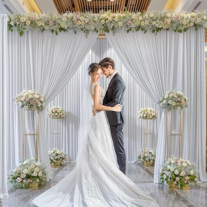 10ft x 10ft Silver Grey Backdrop Curtain for Parties Wedding Wrinkle Free Backdrop Drapes Panels for Baby Shower Birthday Photo Photography Polyester Fabric Background Decoration