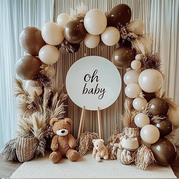 Dark Brown Balloons, 98PCS Double Stuffed Boho Coffee Brown Balloon Garland Arch Kit, 18/12/10/5 Inch Different Sizes for Birthday Graduation Baby Shower Boho Neutral Luau Mocha Party Decorations