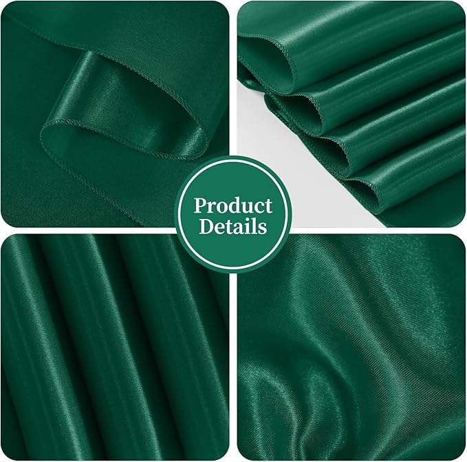 60 PCS Forest Green Chair Sashes, Ties Bows Designed Sashes for Washable Reusable Chair Covers Supplies for Wedding Reception Events Banquets Party Hotel Event Aisle Decorations (7 x 108 inch)