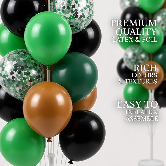 Hiins Balloon Column Kit Set of 2 With Balloons Included - with Base, and Pole,Balloon Tower Backdrop Decoration for Wedding, Baby Shower, Birthday Party, or Bachelorette Parties (Olive Coffee)