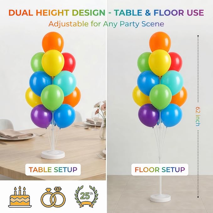 Balloon Column Kit for Floor-Balloon Columns with Stand, Base and Pole,Balloon Tower Backdrop Decoration for Wedding, Baby Shower, Birthday Party, or Bachelorette Parties (MULTICOLOR)