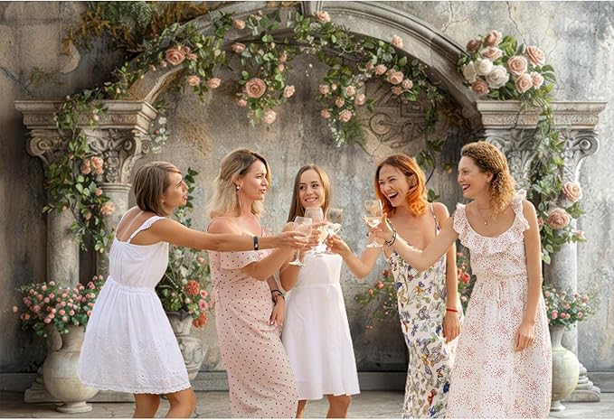 Baocicco 15x10ft Wedding Flowers Wall Backdrop Photography Vintage European Palace Victoria Wall Floral Background for Baby Shower Newborn Birthday Party Decorations Photo Booth Girl Women Portrait