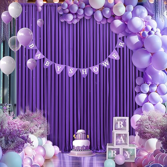 Purple Backdrop Curtain for Parties Wedding Wrinkle Free Purple Photo Curtains Backdrop Drapes Fabric Decoration for Birthday Party Photography 5ft x 8ft,2 Panels