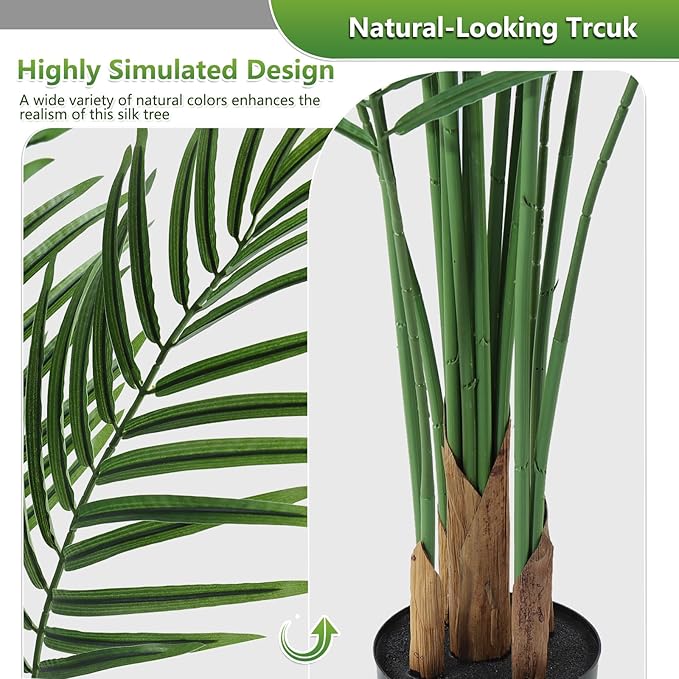 5ft Artificial Palm Tree Indoor, Large Fake Tropical Areca Palm with 13 Trunks, Tall Faux Floor Plants for Indoor Living Rooms Offices Bedroom Home Decor