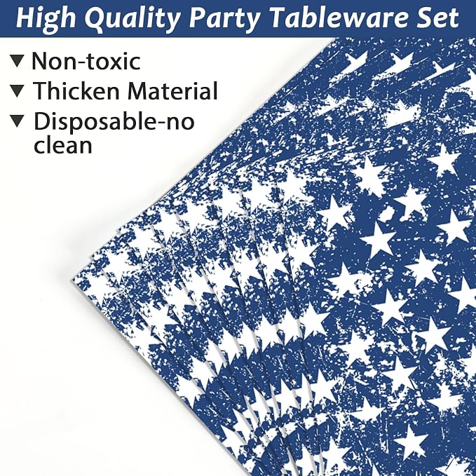50 Guests 4th of July American Flag Patriotic Party Decorations Plates Napkins 250th Anniversary Themed Tableware Set Veterans Day Party Supplies Independence Paper Plates Napkins 200PCS