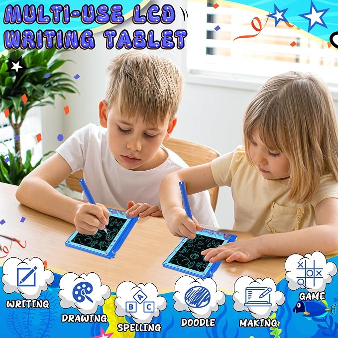 Nezyo 12 Pack Under the Sea Party Favors Lcd Writing Tablet for Kids 4.6 Inch Drawing Tablet Erasable Reusable Electronic Drawing Pads for Ocean Sea Birthday Party Favors Supplies Goodie Bags Stuffers