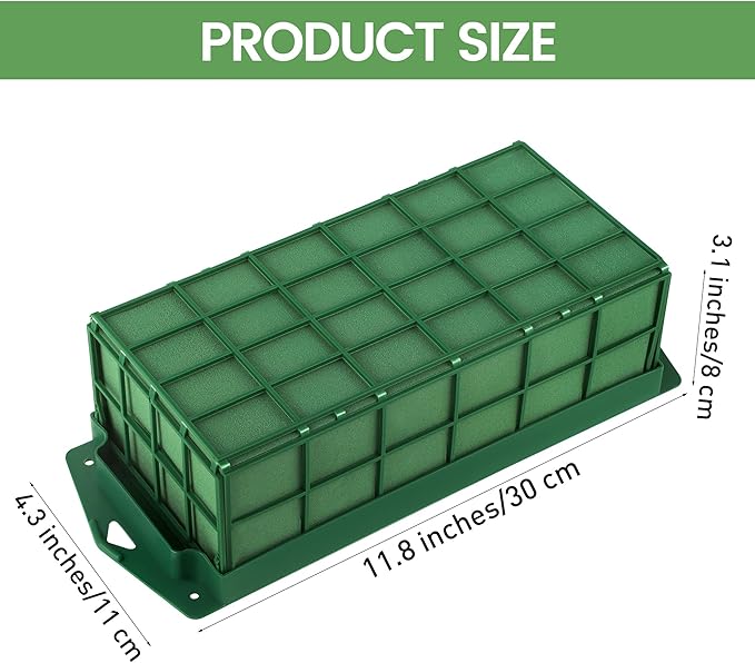 Hahood 24 Packs Floral Foam Cage Rectangle Flower Cage Holders with Floral Foam Flower Arrangement Supplies for Fresh Flowers, Home Wedding Decorations, 11.8 x 4.3 x 3.1 Inches