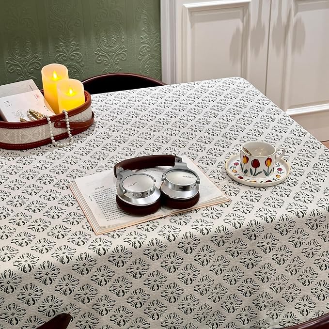 Rectangle Gingham Tablecloth, Washable Wrinkle Free Green Table Cloth, Retro White-Green Raised Jacquard Checkered Pattern Table Cover for Dining, Farmhouse, Wedding, Outdoor - 60''x84''