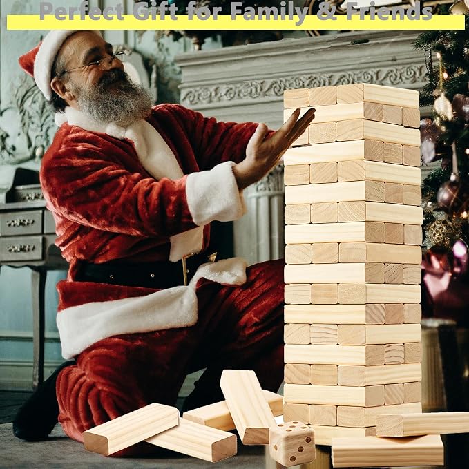 GOROCK Jumbo Tumble Tower,60pcs Large Classic Giant Indoor Outdoor Game for Kids and Family,Stack Over 5Ft Wooden Blocks Party Game at Backyard Lawn with Friends On Holiday