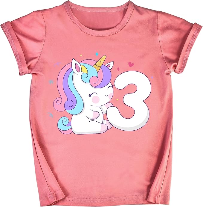 Tutu and Sian Unicorn Birthday Outfit for Girls - Shirt, Tutu Skirt Dress, Birthday Girl Crown, Hair Bow & Satin Sash (Mauve 3, 3 Years)
