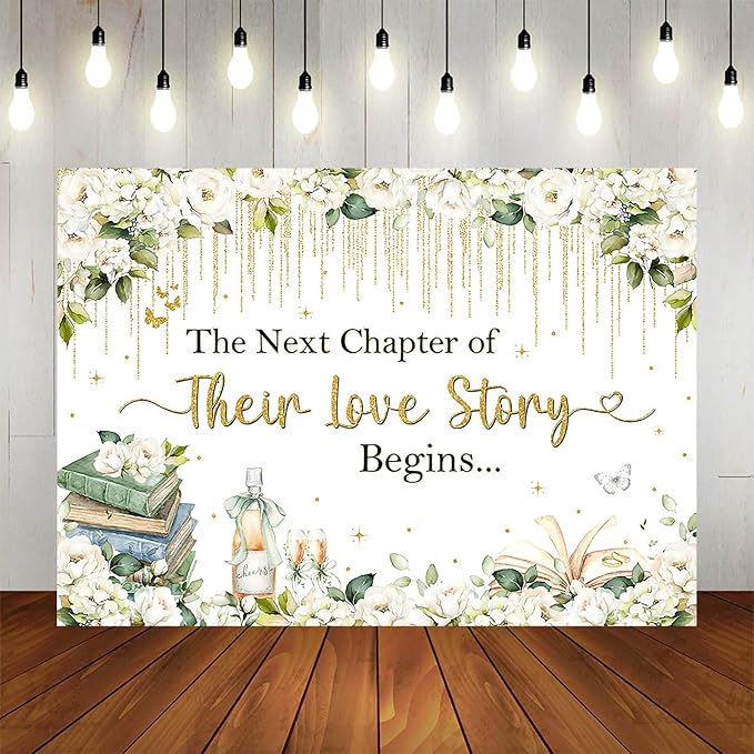 Wedding Backdrop 7x5ft White Floral The Next Chapter of Their Love Story Begins Party Decorations Background Cheers to Wedding Bridal Shower Engagement Banner Photo Booth Props