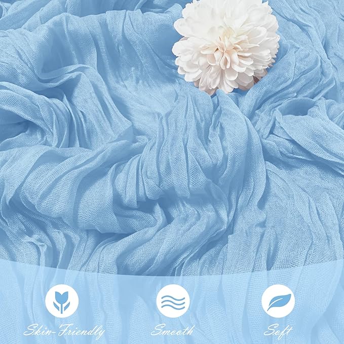 15 Pack Baby Blue Cheesecloth Table Runner 17 x 108 inch Cheese Cloth Table Runners 9ft Blue Table Runner Rustic Romantic Sheer Gauze Runner for Wedding Party Baby Shower Table Decoration