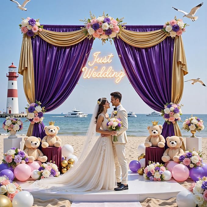 20x10FT Purple Sequin Backdrop Curtain for Party - 4 Panels 5x10FT Wrinkle-Free Shimmer Drapes for Birthday, Wedding, Christmas, Decorations & Photography