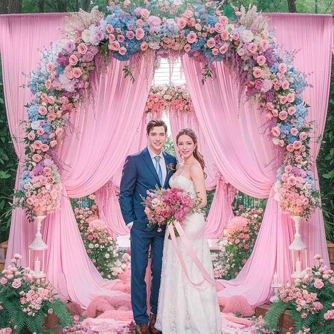 10x10ft Pink Backdrop Curtain for Wedding Parties Wrinkle Free Fabric Light Pink Drapes Backdrop Decoration for Baby Shower Birthday Photography Decoration 2 Panels, 5ft x 10ft