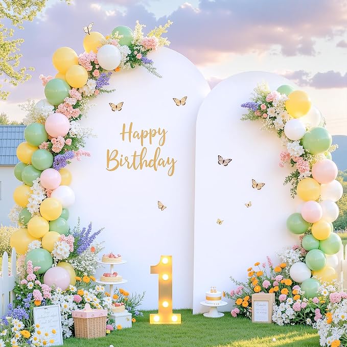 White Arch Cover 7.2FT 6FT Set of 2 Wedding Arch Backdrop Covers Stretchy Spandex Back Drop Covers for Birthday Baby Shower Party Decor Photo Booth Girls Bridal Banquet Balloon Arch Background